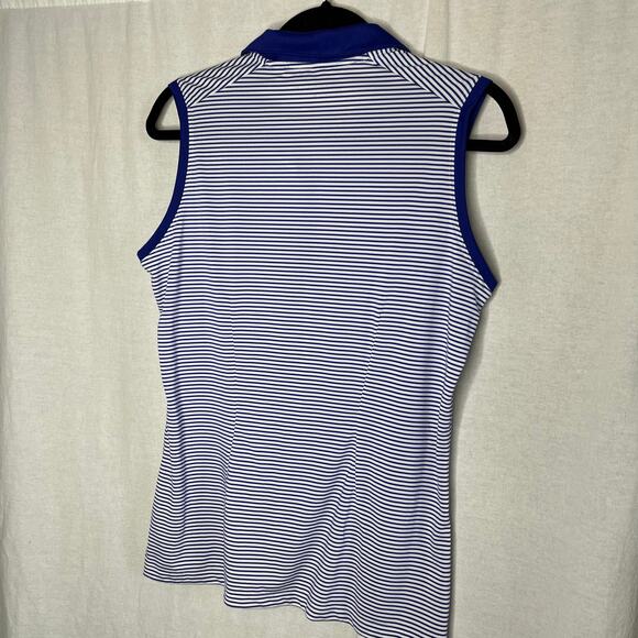 Nike Golf Blue White Stripe‎ Sleeveless Polo Large - Picture 5 of 10